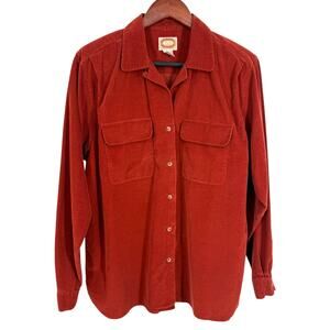 Banana Republic VINTAGE Womens Large Pinwale Corduroy Blouse Shirt Top Rust
